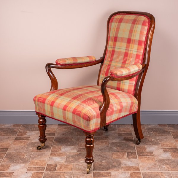 Rosewood Chair With Tartan Fabric