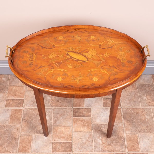 Marquetry Satinwood Tray On Stand