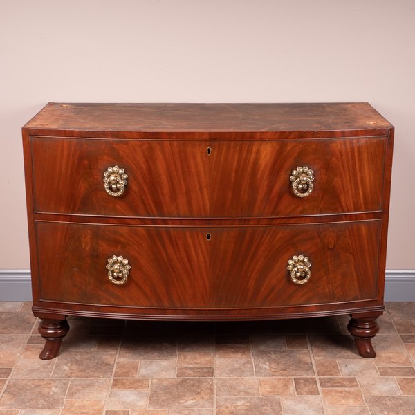 Regency Bow Fronted Mahogany Chest Of Drawers