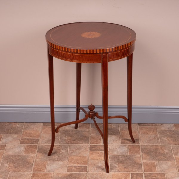 Inlaid Mahogany Round Occasional Table