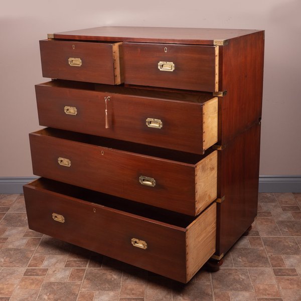 19thC Campaign Chest Of Drawers