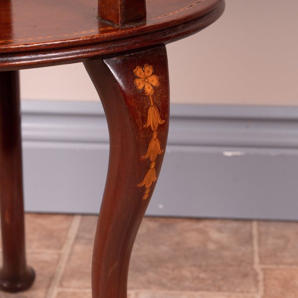 Inlaid Heart Shaped Two Tier Mahogany Occasional Table