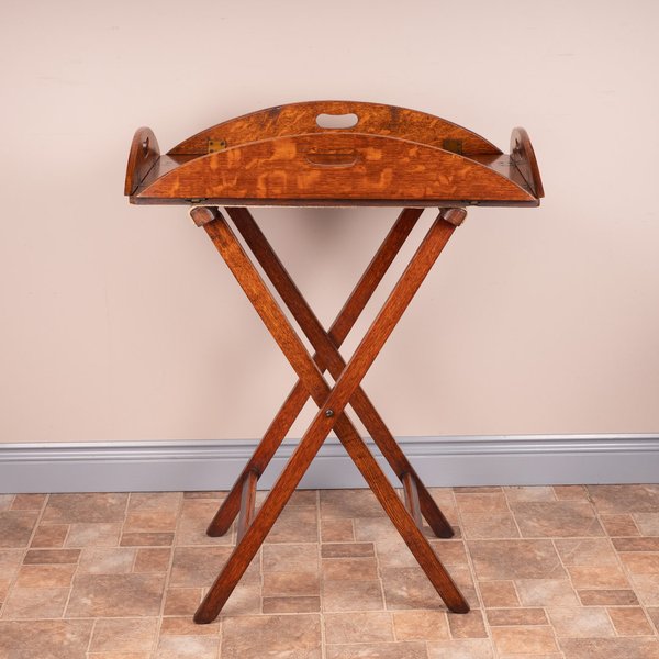 19thC Oak Butlers Tray & Stand
