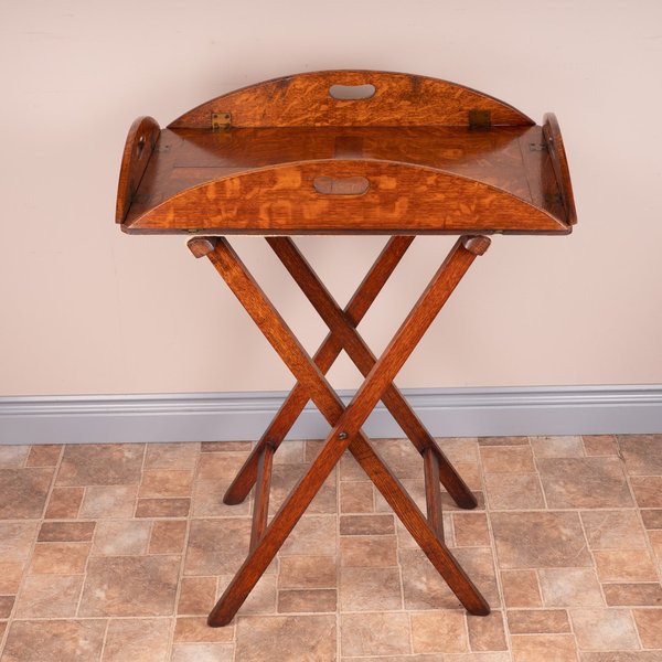 19thC Oak Butlers Tray & Stand