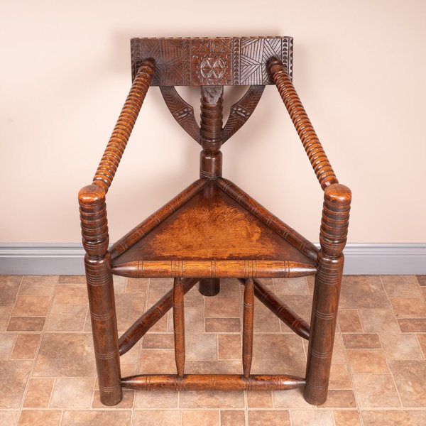 Ladies & Gents Pair Of 19thC 'Old Saxon' Turned Oak Chairs