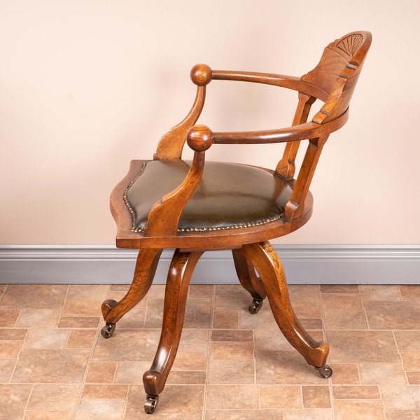 Victorian Oak Revolving Office Desk Chair