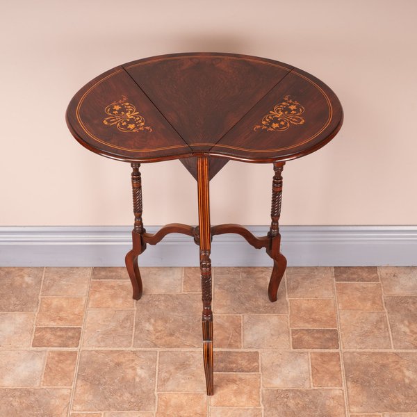 Edwardian Inlaid Rosewood Drop Leaf Occasional Table