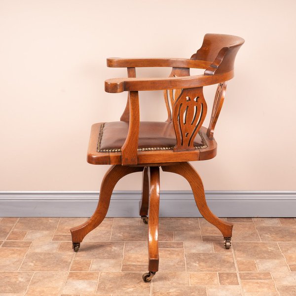 Oak Revolving Office Desk Chair