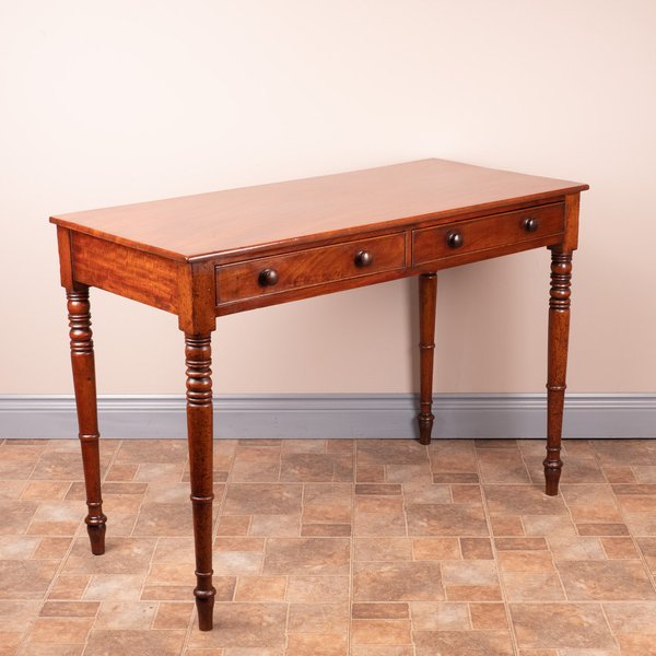 19thC Mahogany Two Drawer Side Table