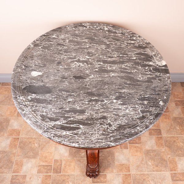 19thC French Mahogany Gueridon Marble Topped Table