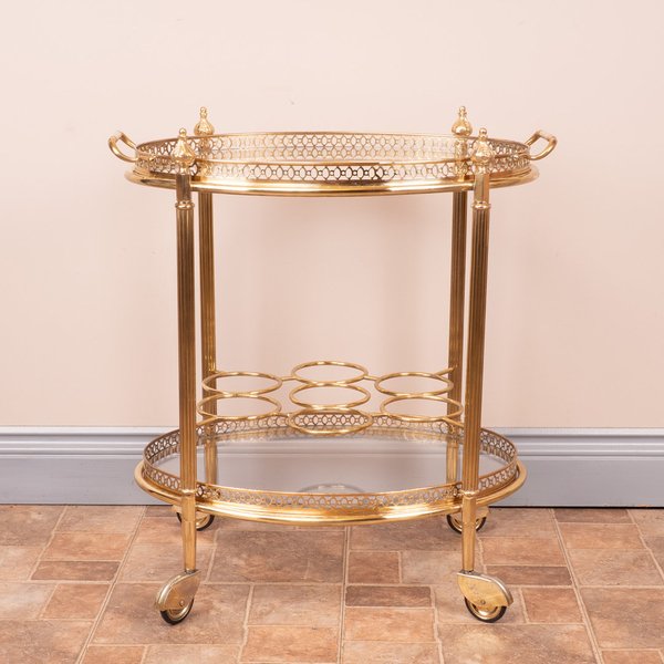 Brass Drinks Trolley With Removable Tray