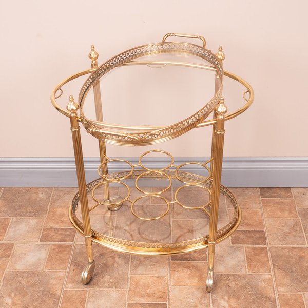 Brass Drinks Trolley With Removable Tray