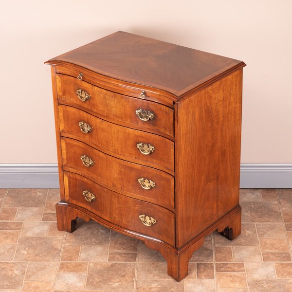 Small Serpentine Fronted Walnut Chest Of Drawers