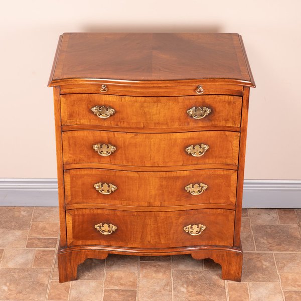 Small Serpentine Fronted Walnut Chest Of Drawers