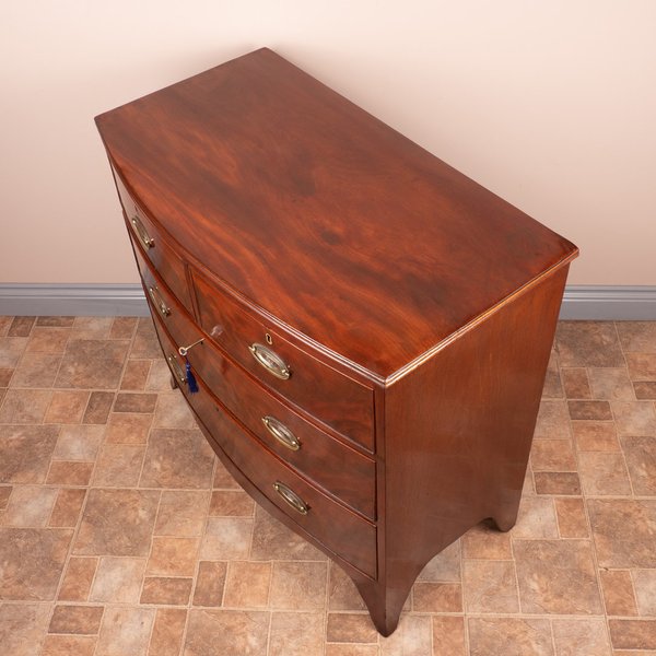 19thC Mahogany Bow Fronted Chest Of Drawers