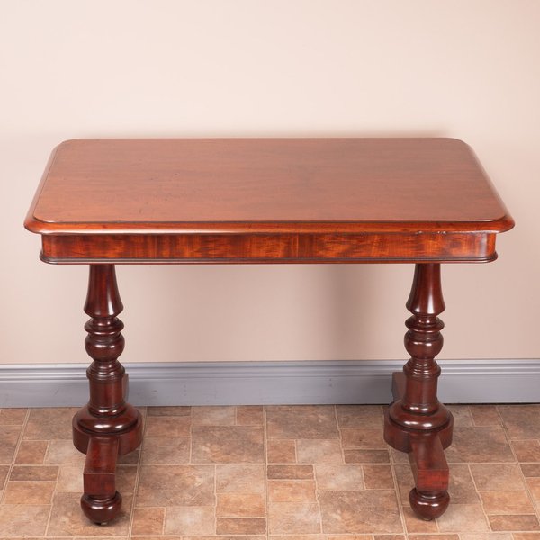 19thC Good Quality Mahogany Two Drawer Library Writing Table