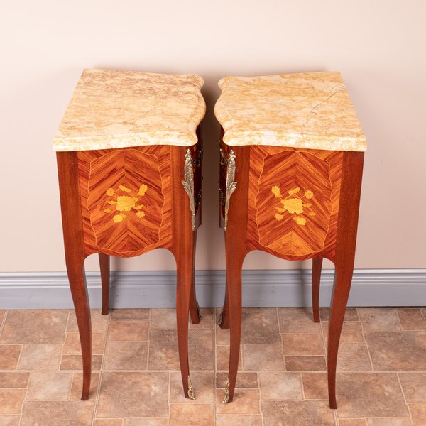 Pair of French Marquetry Bedsides
