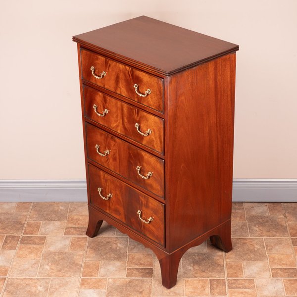 Narrow Mahogany Four Drawer Chest Of Drawers